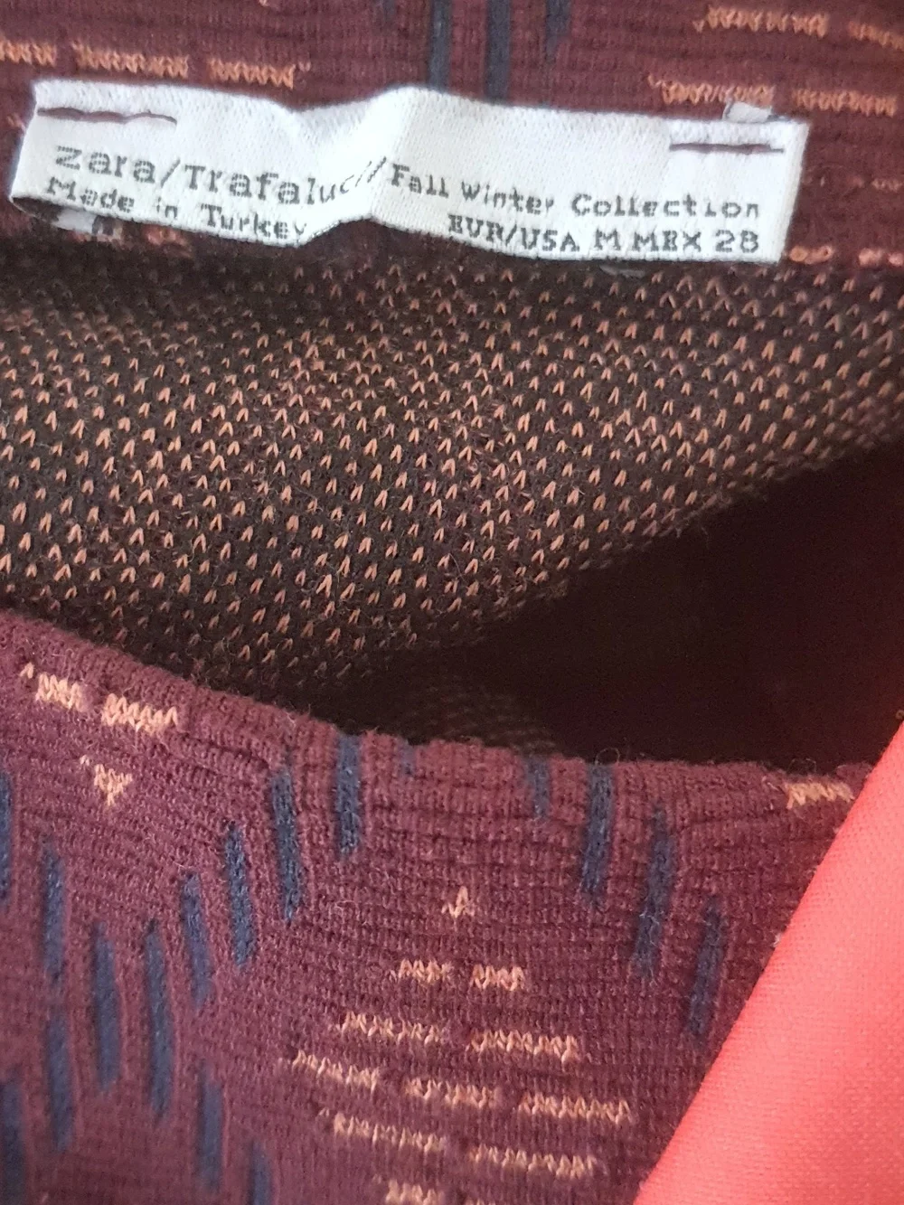 Women’s Burgundy Patterned Pencil Skirt - Picture 3 of 3
